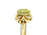 Yellow gold Fancy Yellow Cushion  Halo Split Shank Pave Diamond Ring with Petal Prong Setting_32
