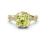 Yellow gold Fancy Yellow Cushion  Halo Twist Band Solitaire Ring with Six-Prong Setting_32