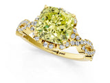 Yellow gold Fancy Yellow Cushion  Halo Twist Band Solitaire Ring with Six-Prong Setting_33