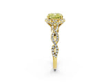 Yellow gold Fancy Yellow Cushion  Halo Twist Band Solitaire Ring with Six-Prong Setting_34