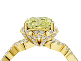 Yellow gold Fancy Yellow Cushion  Halo Twist Band Solitaire Ring with Six-Prong Setting_36