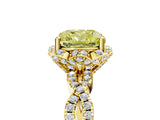 Yellow gold Fancy Yellow Cushion  Halo Twist Band Solitaire Ring with Six-Prong Setting_37