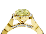 Yellow gold Fancy Yellow Cushion  Halo Twist Band Solitaire Ring_24