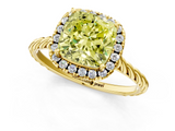 Yellow gold Fancy Yellow Cushion  Halo Twisted Band Four-Prong Diamond Ring_21