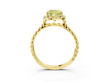 Yellow gold Fancy Yellow Cushion  Halo Twisted Band Four-Prong Diamond Ring_23