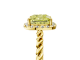 Yellow gold Fancy Yellow Cushion  Halo Twisted Band Four-Prong Diamond Ring_25