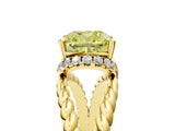 Yellow gold Fancy Yellow Cushion  Halo Twisted Band Four-Prong Ring_56
