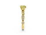 Yellow gold Fancy Yellow Cushion  Milgrain Bezel Diamond Engagement Ring with Solitaire Prong Setting_140