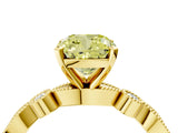 Yellow gold Fancy Yellow Cushion  Milgrain Bezel Diamond Engagement Ring with Solitaire Prong Setting_142