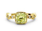 Yellow gold Fancy Yellow Cushion  Milgrain Marquise Diamond Twist Band Ring_62