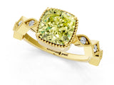 Yellow gold Fancy Yellow Cushion  Milgrain Marquise Diamond Twist Band Ring_63