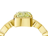 Yellow gold Fancy Yellow Cushion  Milgrain Marquise Diamond Twist Band Ring_66