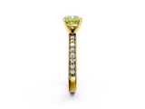Yellow gold Fancy Yellow Cushion  Milgrain Pave Diamond Engagement Ring with Four-Prong Setting_156