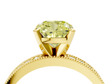 Yellow gold Fancy Yellow Cushion  Milgrain Pave Diamond Engagement Ring with Four-Prong Setting_158