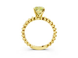 Yellow gold Fancy Yellow Cushion  Solitaire Beaded Band Prong Setting Ring 3