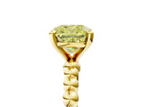 Yellow gold Fancy Yellow Cushion  Solitaire Beaded Band Prong Setting Ring 5