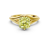 Yellow gold Fancy Yellow Cushion  Solitaire Beaded Band Six-Prong Setting