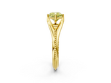 Yellow gold Fancy Yellow Cushion  Solitaire Beaded Band Six-Prong Setting_2