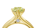 Yellow gold Fancy Yellow Cushion  Solitaire Beaded Band Six-Prong Setting_4