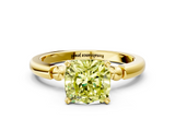 Yellow gold Fancy Yellow Cushion  Solitaire Beaded Band with Four-Prong Setting_41