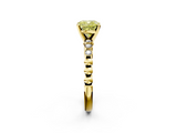 Yellow gold Fancy Yellow Cushion  Solitaire Bezel Accent Diamond Engagement Ring with Beaded Band and Four-Prong Setting_25