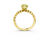 Yellow gold Fancy Yellow Cushion  Solitaire Bezel Accent Diamond Engagement Ring with Beaded Band and Four-Prong Setting_26