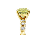 Yellow gold Fancy Yellow Cushion  Solitaire Bezel Accent Diamond Engagement Ring with Beaded Band and Four-Prong Setting_28