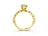 Yellow gold Fancy Yellow Cushion  Solitaire Bezel-Set Diamond Ring with Beaded Band and Four-Prong Setting_35