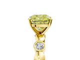Yellow gold Fancy Yellow Cushion  Solitaire Bezel-Set Diamond Ring with Beaded Band and Four-Prong Setting_37