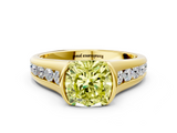 Yellow gold Fancy Yellow Cushion  Solitaire Bezel-Set Diamond Ring with Channel-Set Band_36