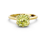 Yellow gold Fancy Yellow Cushion  Solitaire Cathedral Diamond Ring with Six-Prong Setting_17