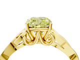 Yellow gold Fancy Yellow Cushion  Solitaire Celtic Knot Engagement Ring with Four-Prong Setting_46