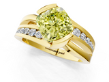 Yellow gold Fancy Yellow Cushion  Solitaire Channel-Set Split Shank Ring with Tension Prong Setting_4