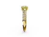 Yellow gold Fancy Yellow Cushion  Solitaire Chevron Pave Diamond Engagement Ring with Six-Prong Setting_5