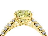 Yellow gold Fancy Yellow Cushion  Solitaire Chevron Pave Diamond Engagement Ring with Six-Prong Setting_7