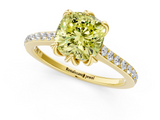 Yellow gold Fancy Yellow Cushion  Solitaire Diamond Engagement Ring with Pave Band and Six-Prong Setting_21