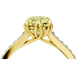 Yellow gold Fancy Yellow Cushion  Solitaire Diamond Engagement Ring with Pave Band and Six-Prong Setting_24