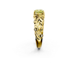 Yellow gold Fancy Yellow Cushion  Solitaire Diamond Leaf Vine Band with Prong Setting_49