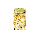 Yellow gold Fancy Yellow Cushion  Solitaire Diamond Leaf Vine Band with Prong Setting_52