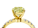 Yellow gold Fancy Yellow Cushion  Solitaire Diamond Pavé Band with Four-Prong Setting_46