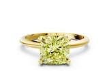 Yellow gold Fancy Yellow Cushion  Solitaire Diamond Ring with 4-Prong Setting on a Classic Band_3