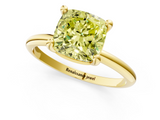 Yellow gold Fancy Yellow Cushion  Solitaire Diamond Ring with 4-Prong Setting on a Classic Band_4