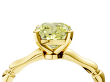 Yellow gold Fancy Yellow Cushion  Solitaire Diamond Ring with Bamboo Band and Four-Prong Setting_60