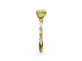 Yellow gold Fancy Yellow Cushion  Solitaire Diamond Ring with Bezel Set Side Stones and Prong Setting_5