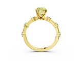 Yellow gold Fancy Yellow Cushion  Solitaire Diamond Ring with Bezel Set Side Stones and Prong Setting_6
