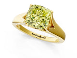 Yellow gold Fancy Yellow Cushion  Solitaire Diamond Ring with Cathedral Band and Four-Prong Setting_67