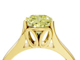 Yellow gold Fancy Yellow Cushion  Solitaire Diamond Ring with Cathedral Band and Four-Prong Setting_70
