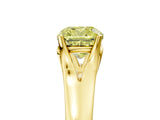 Yellow gold Fancy Yellow Cushion  Solitaire Diamond Ring with Cathedral Band and Four-Prong Setting_71