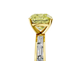 Yellow gold Fancy Yellow Cushion  Solitaire Diamond Ring with Channel-Set Baguette Band and Four-Prong Setting_90