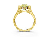 Yellow gold Fancy Yellow Cushion  Solitaire Diamond Ring with Channel Set Band and Bezel Prong Setting_64